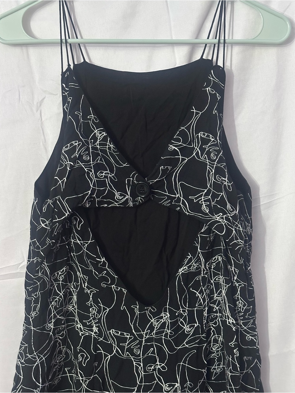 silence + noise Black mini Dress with White Line Abstract - Picture 3 of 4